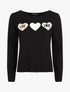 Pull floqué en laine mélangée - Noir - 4