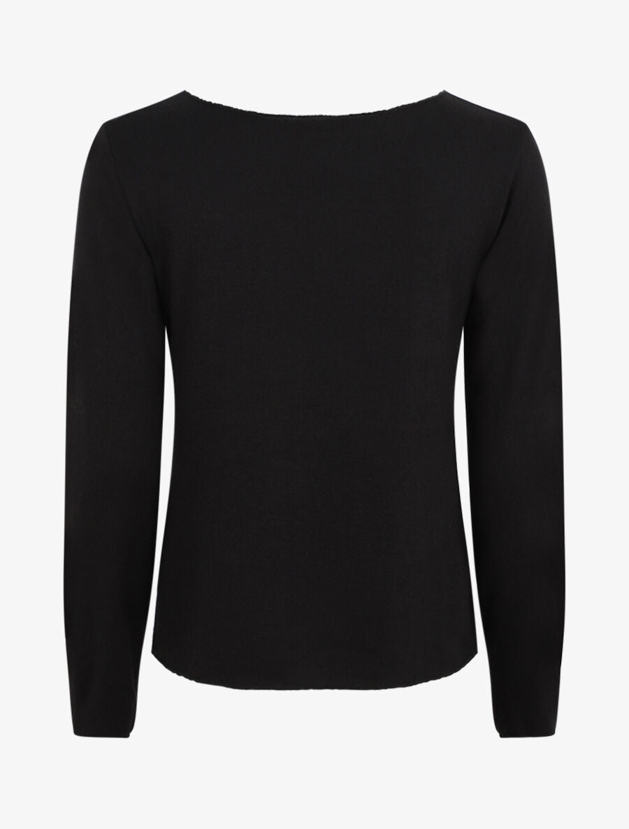 Pull floqué en laine mélangée - Noir - 2