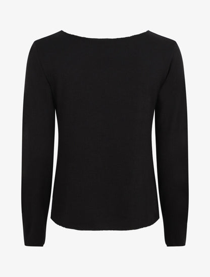 Pull floqué en laine mélangée - Noir - 2