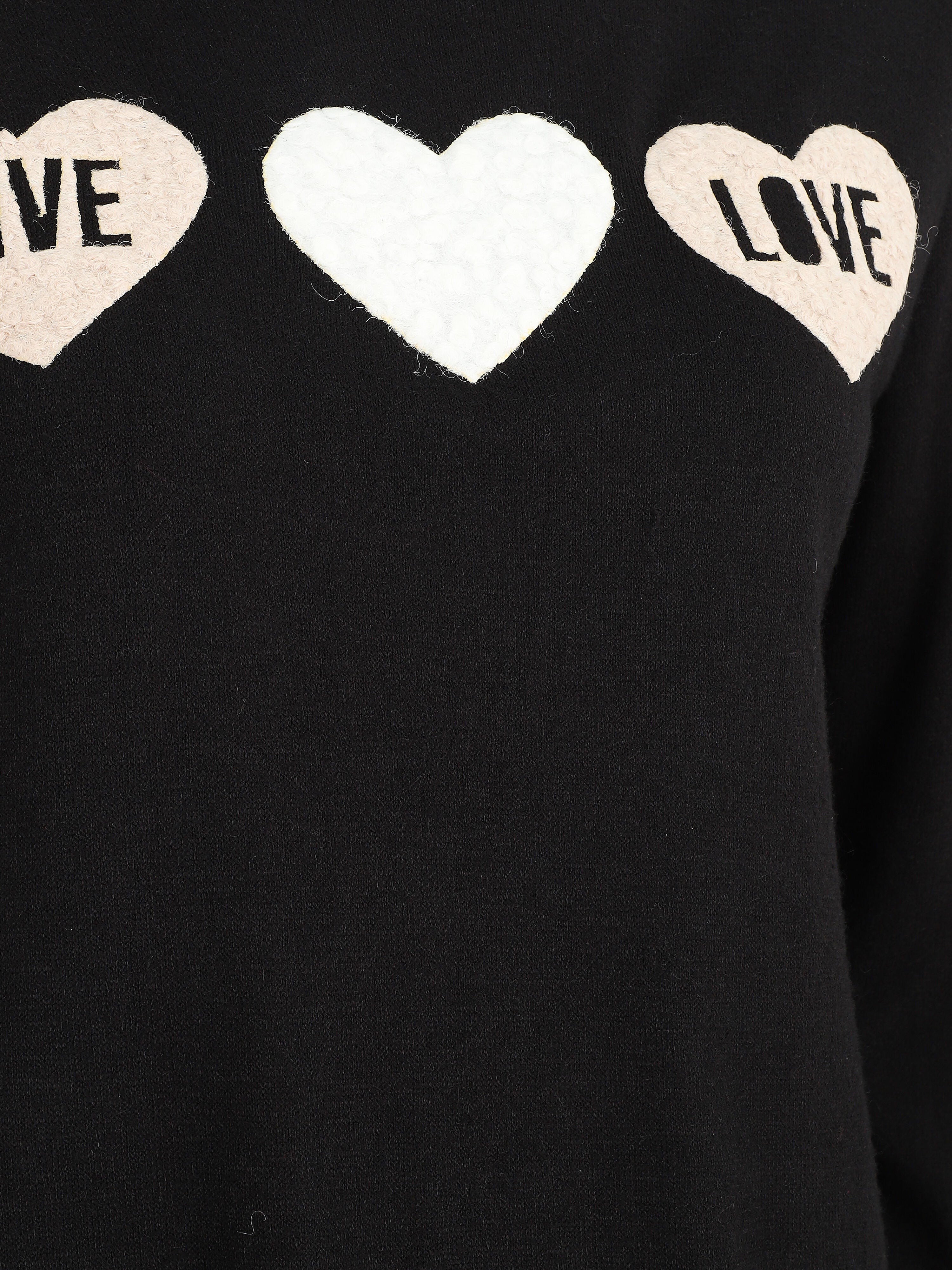 Pull floqué en laine mélangée - Noir - 3