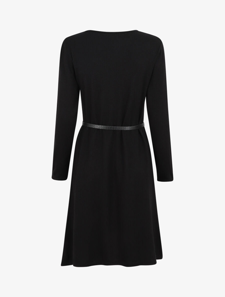Robe pull mi-longue boutonnée - Noir - 2
