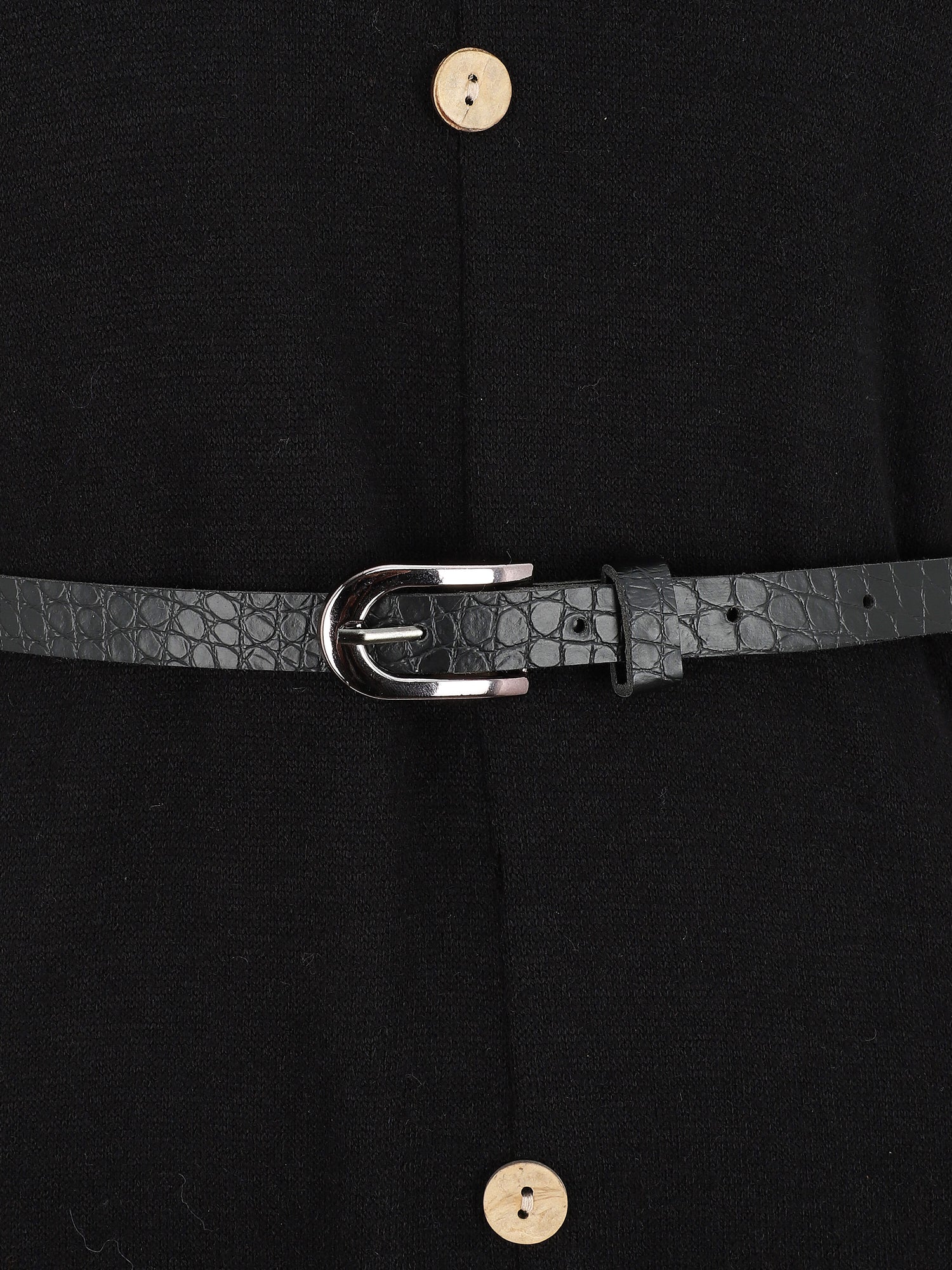 Robe pull mi-longue boutonnée - Noir - 3