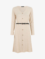 Robe pull mi-longue boutonnée - Beige - 1