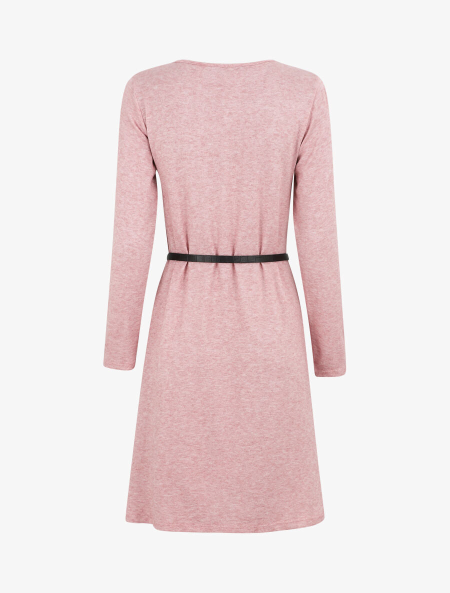 Robe pull mi-longue boutonnée - Rose clair - 2