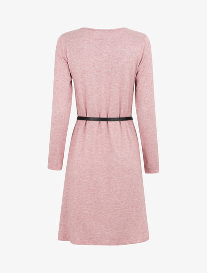 Robe pull mi-longue boutonnée - Rose clair - 2