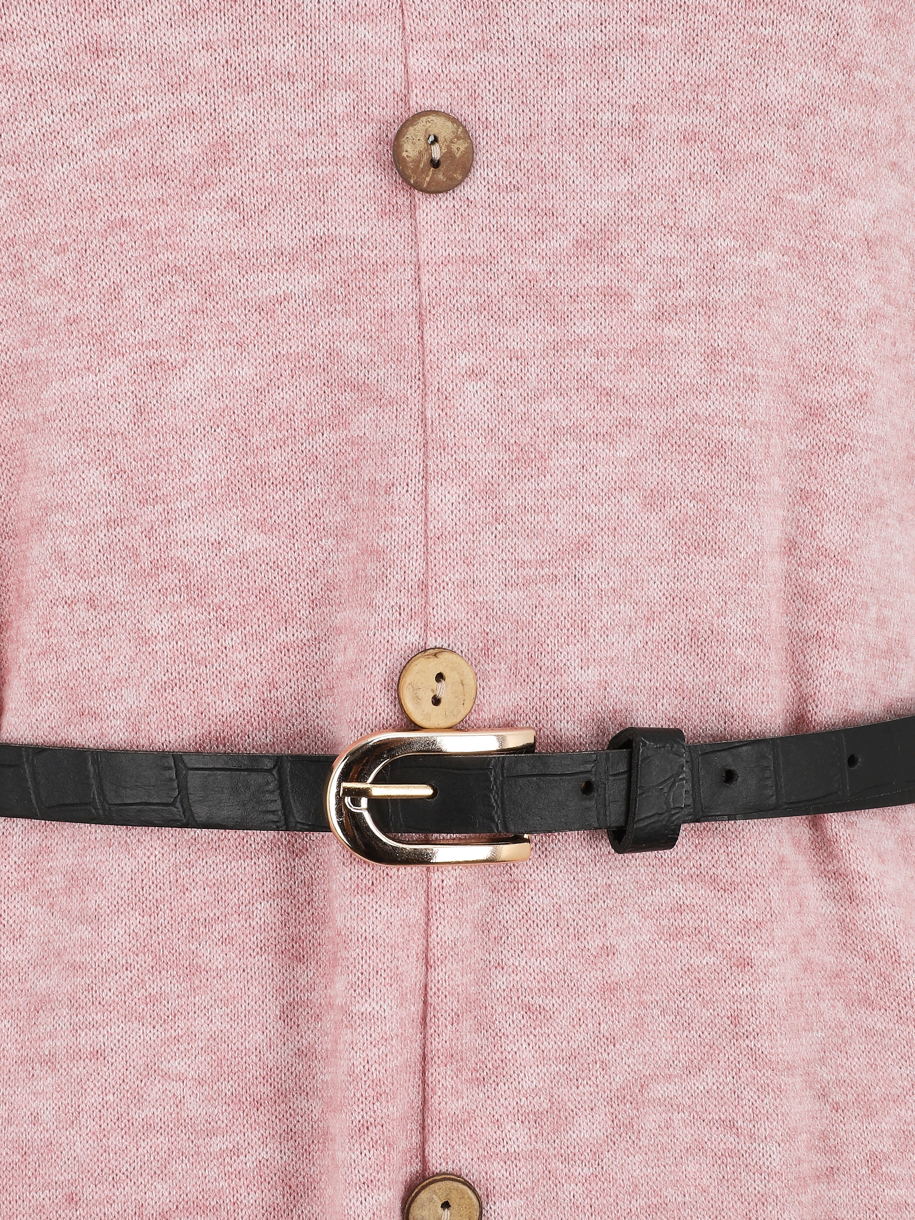 Robe pull mi-longue boutonnée - Rose clair - 3