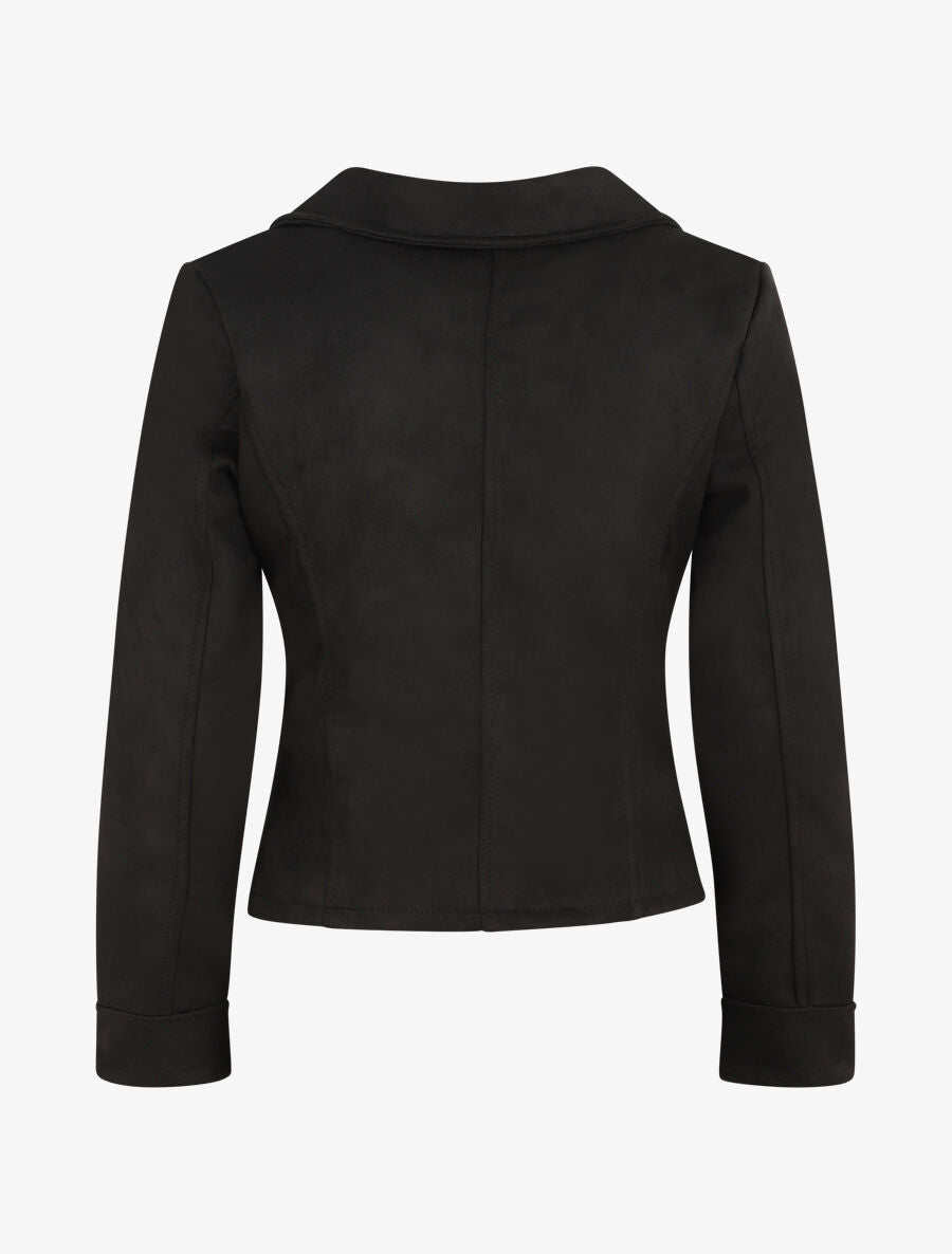 Veste style perfecto en suédine - Noir - 2