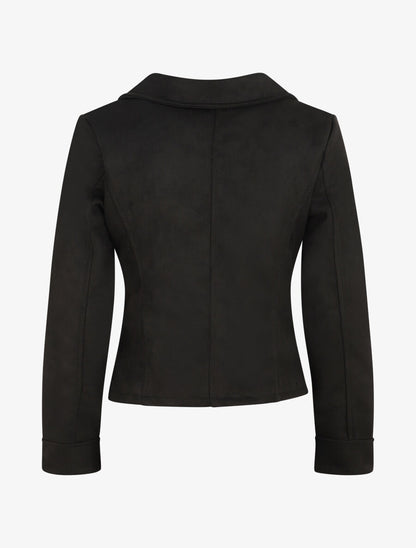 Veste style perfecto en suédine - Noir - 2