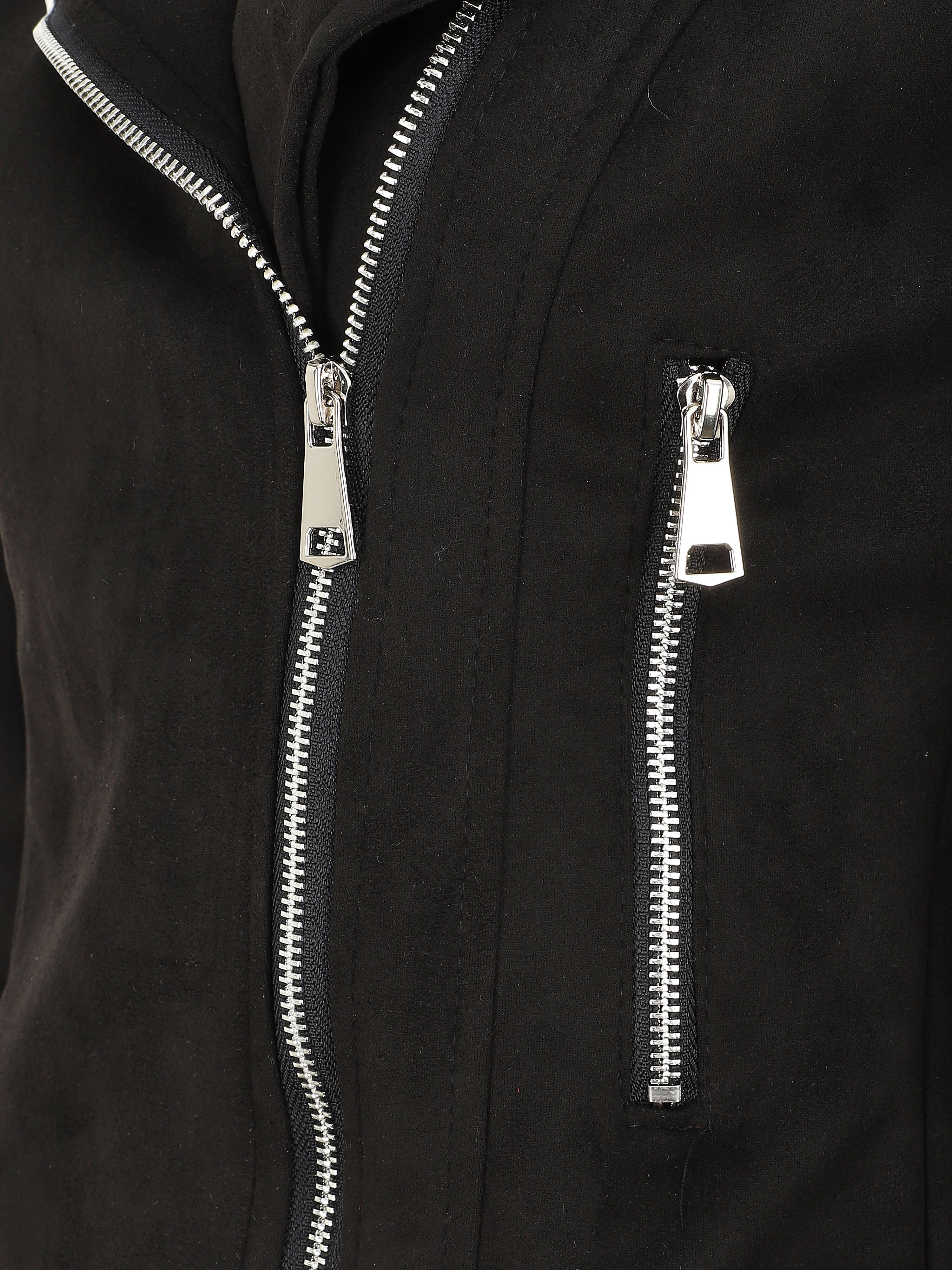 Veste style perfecto en suédine - Noir - 3
