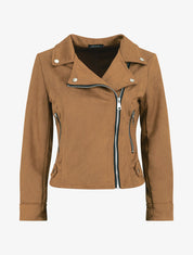 Veste style perfecto en suédine - Camel - 1