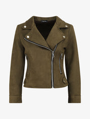 Veste style perfecto en suédine - Kaki - 1