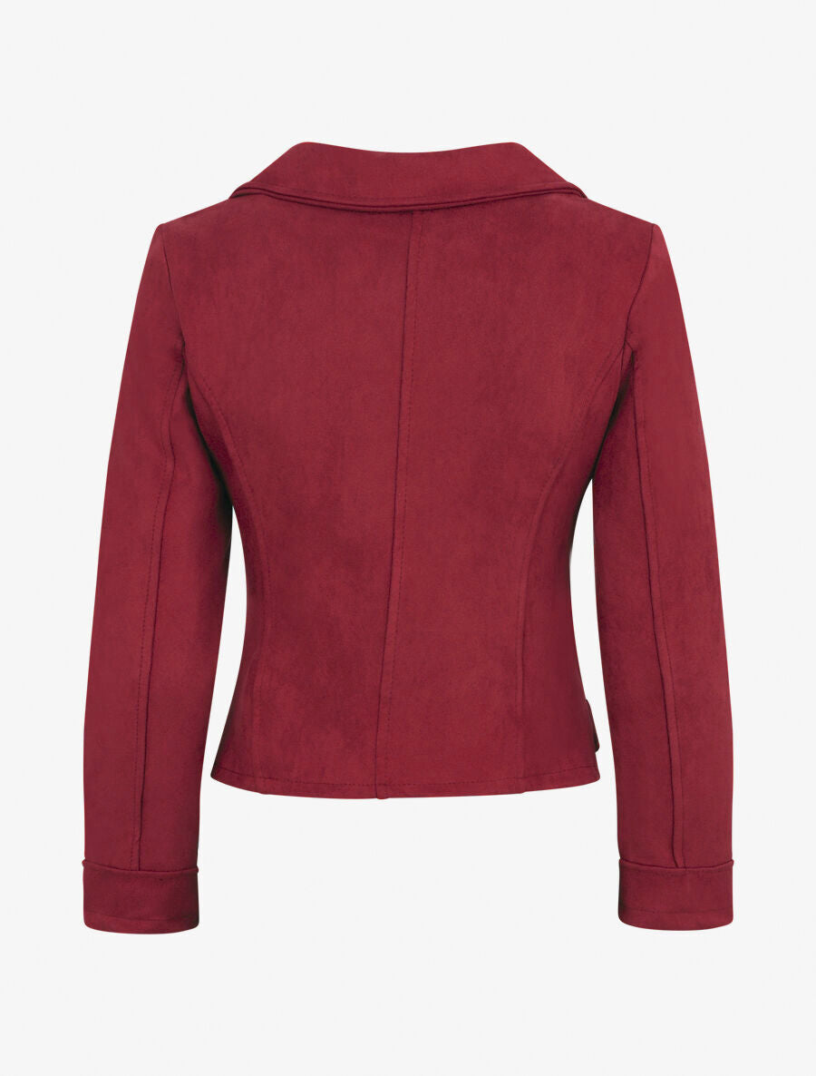Veste style perfecto en suédine - Bordeaux - 2