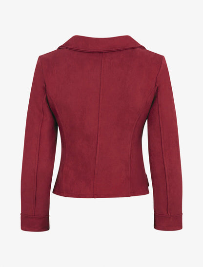 Veste style perfecto en suédine - Bordeaux - 2
