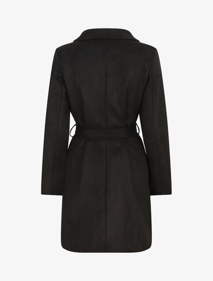 Trench mi-long zippé en suédine - Noir - 2