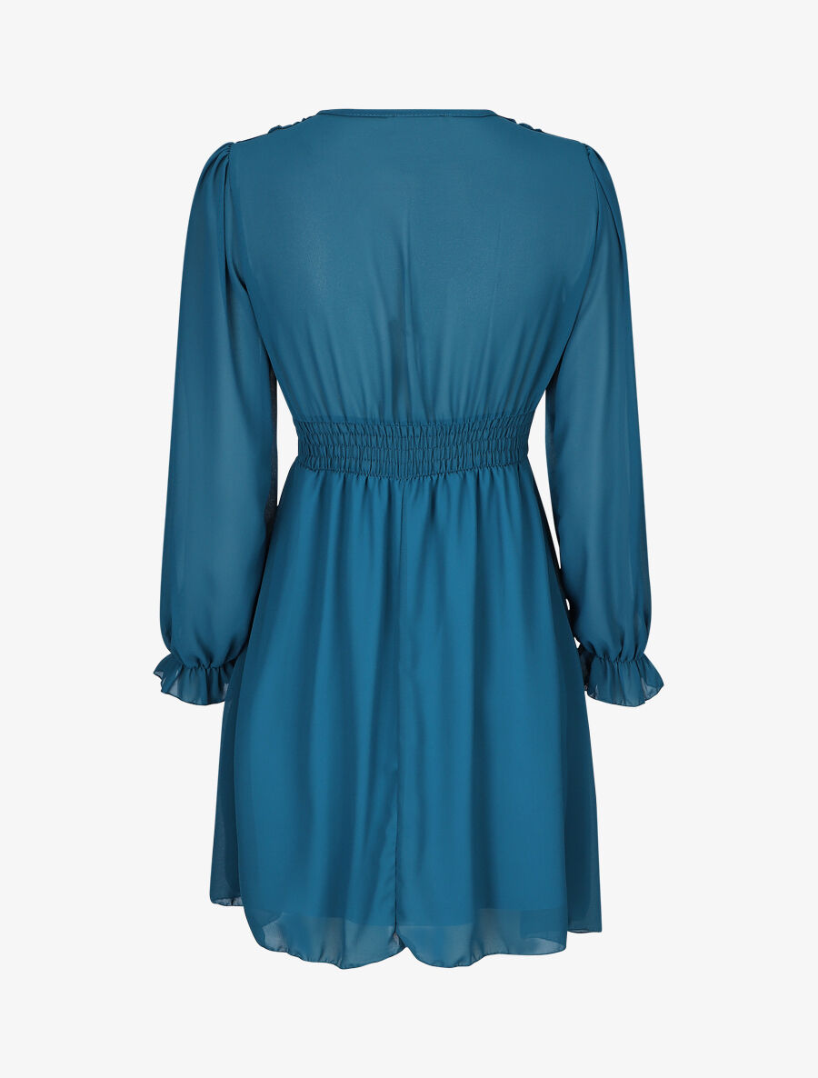 Robe courte patineuse en voile - Bleu canard - 2