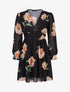 Robe courte patineuse imprimé grandes fleurs - Noir - 1