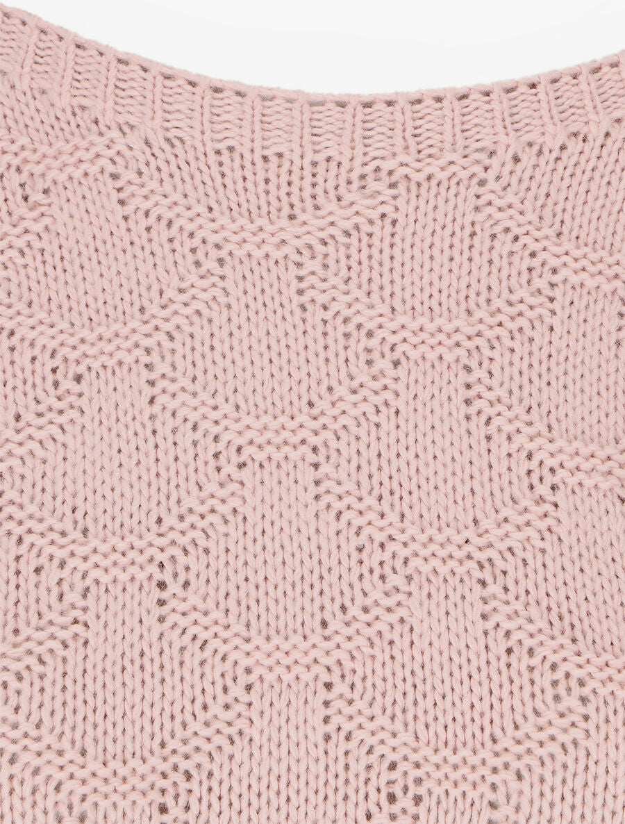 Pull uni en maille et col bateau - Rose - 3