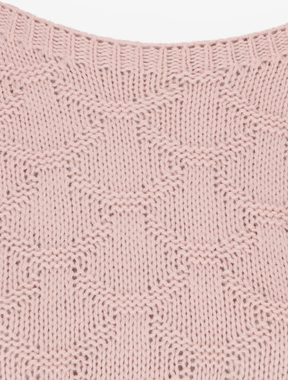 Pull uni en maille et col bateau - Rose - 3