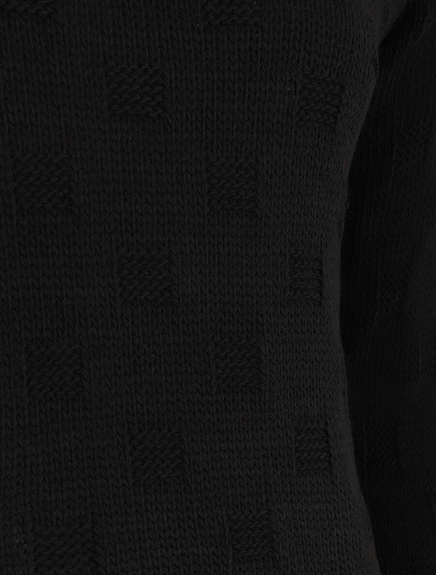 Pull classique à imprimé effet damier - Noir - 3