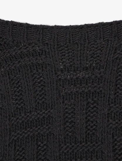 Pull uni en maille à imprimé graphique - Noir - 3