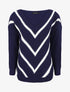 Pull en maille imprimé rayures en V - Marine - 4