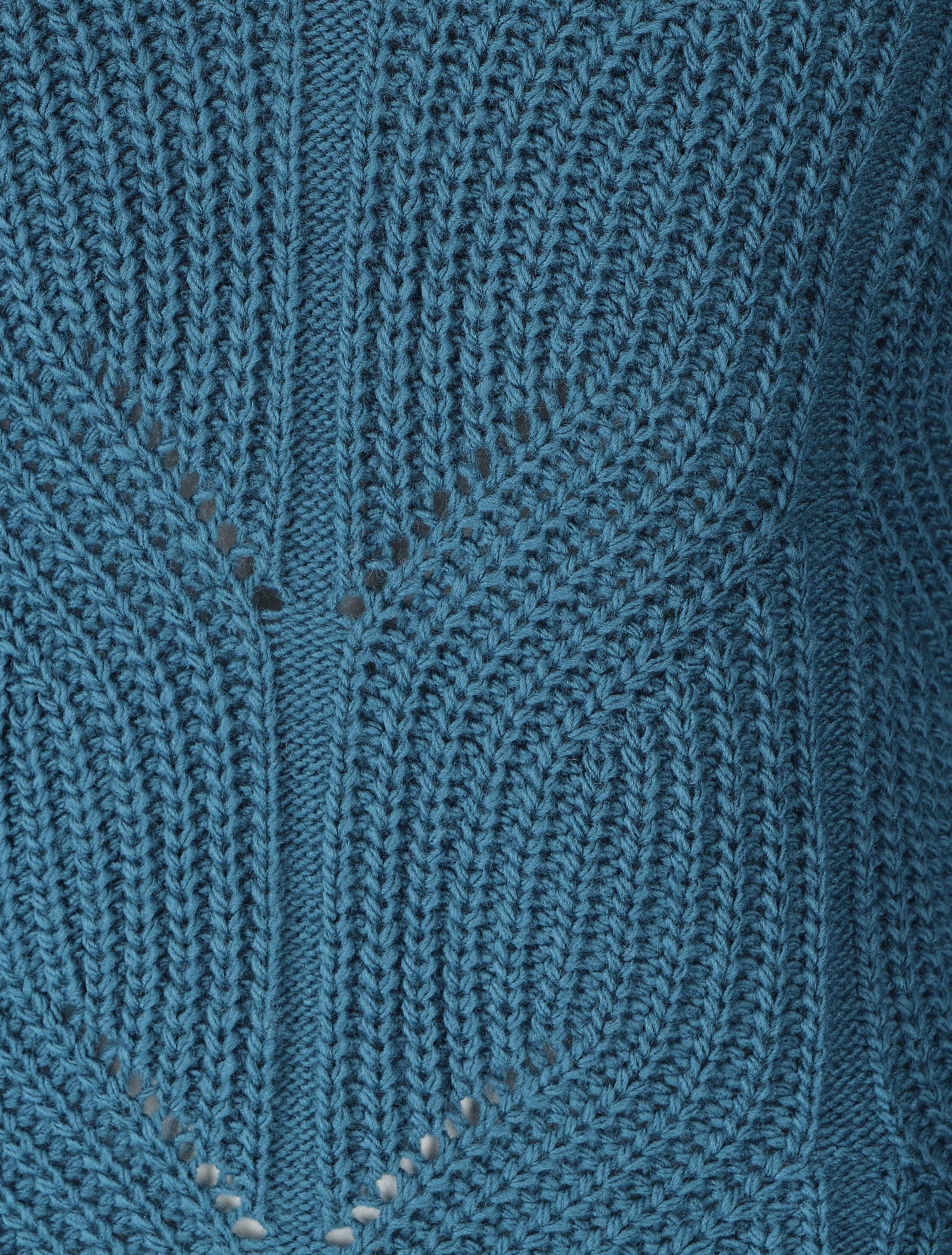Pull uni en grosse maille à col rond - Bleu canard - 3