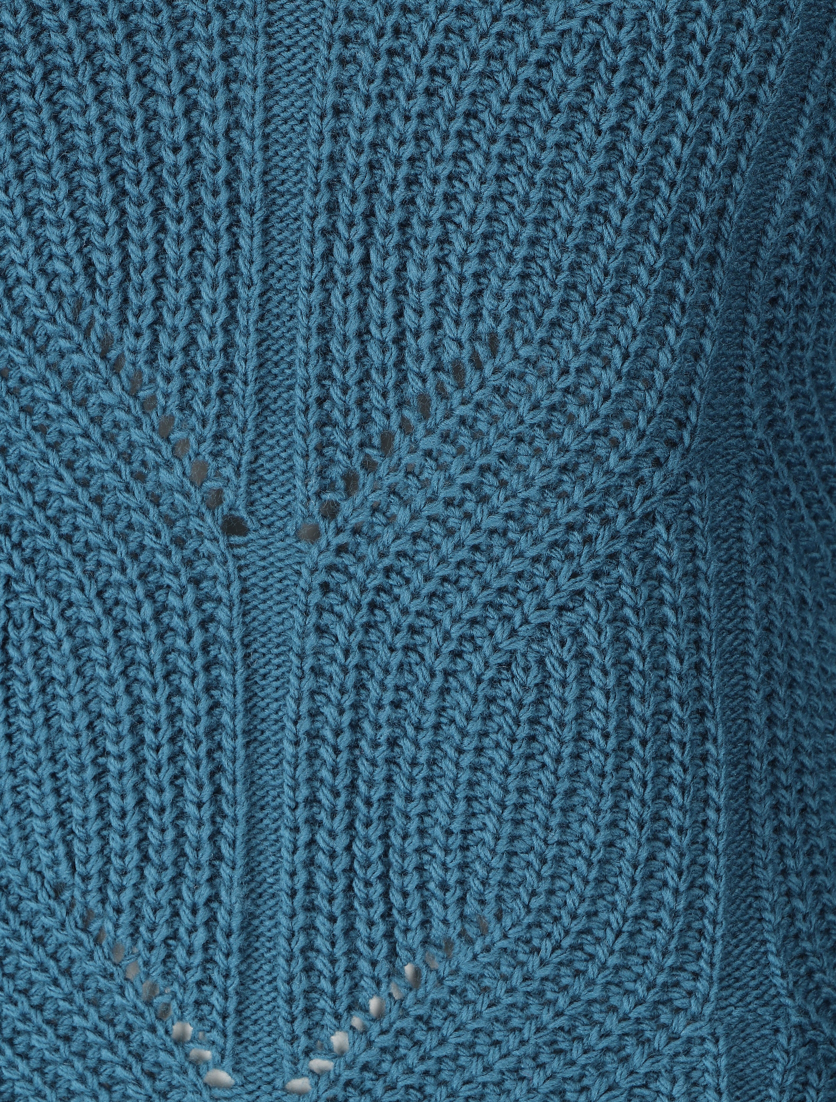 Pull uni en grosse maille à col rond - Bleu canard - 3