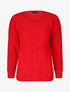 Pull uni en grosse maille à col rond - Rouge - 4
