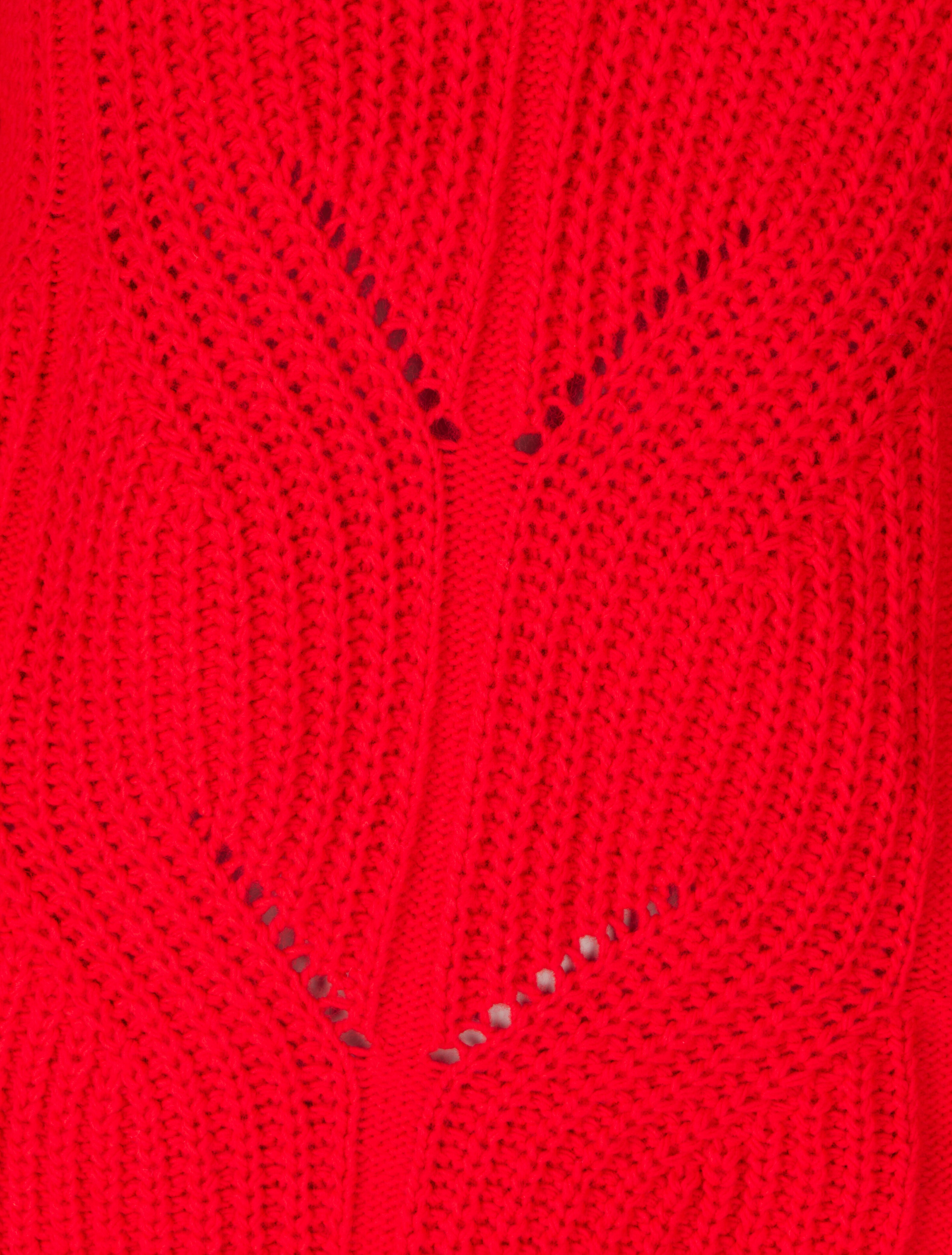 Pull uni en grosse maille à col rond - Rouge - 3