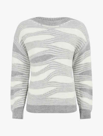 Pull coupe droite imprimé graphique - Gris - 1
