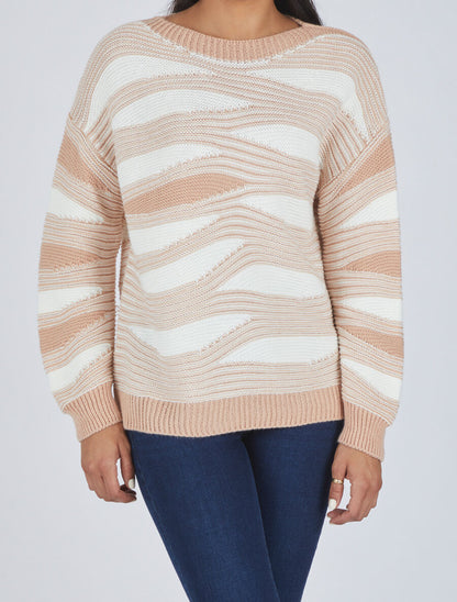 Pull coupe droite imprimé graphique - Rose - 4