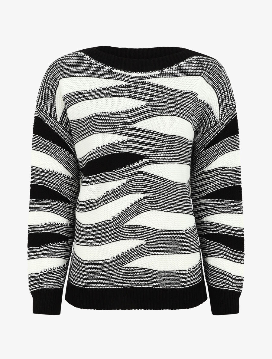 Pull coupe droite imprimé graphique - Noir - 1