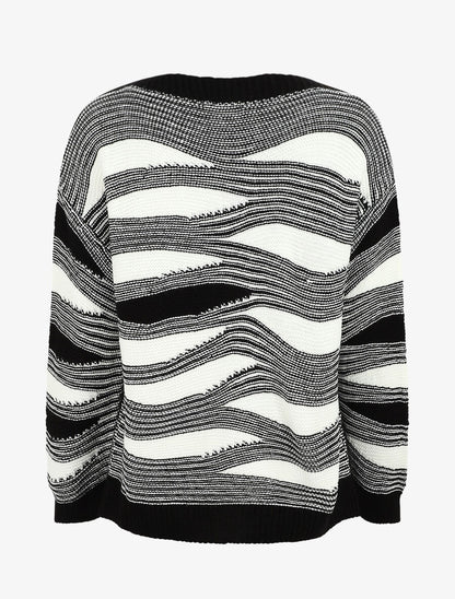 Pull coupe droite imprimé graphique - Noir - 2