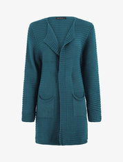 Gilet mi-long côtelé - Bleu canard - 1