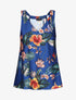 Caraco satiné imprimé fleuri - Bleu - 5