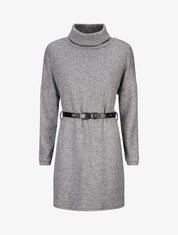 Robe pull à col roulé - Gris chiné - 1
