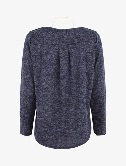 Pull ample à boutons décoratifs - Bleu foncé - 2