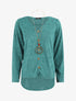 Pull ample à boutons décoratifs - Turquoise - 5