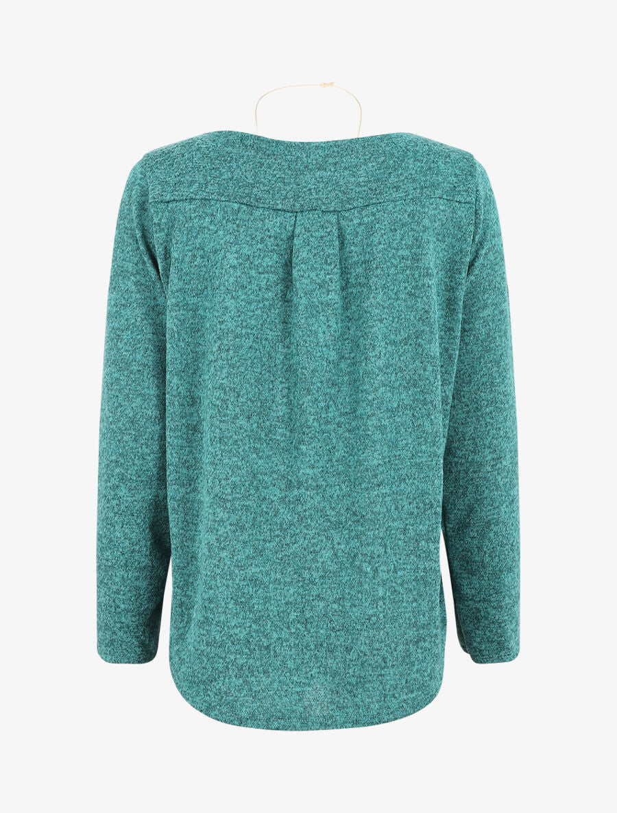 Pull ample à boutons décoratifs - Turquoise - 2