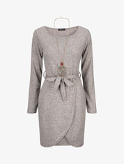 Robe pull style portefeuille - Taupe - 1