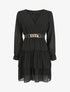 Robe à col cache-coeur volantée - Noir - 1