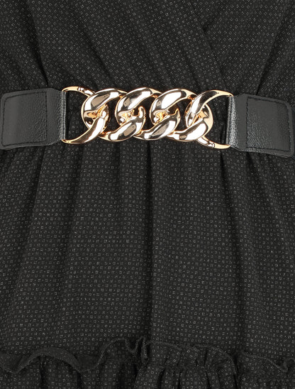 Robe à col cache-coeur volantée - Noir - 3