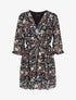 Robe cache-coeur à manches transparentes imprimé fleuri - Noir - 1