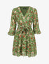 Robe cache-coeur à manches transparentes imprimé fleuri - Vert - 5
