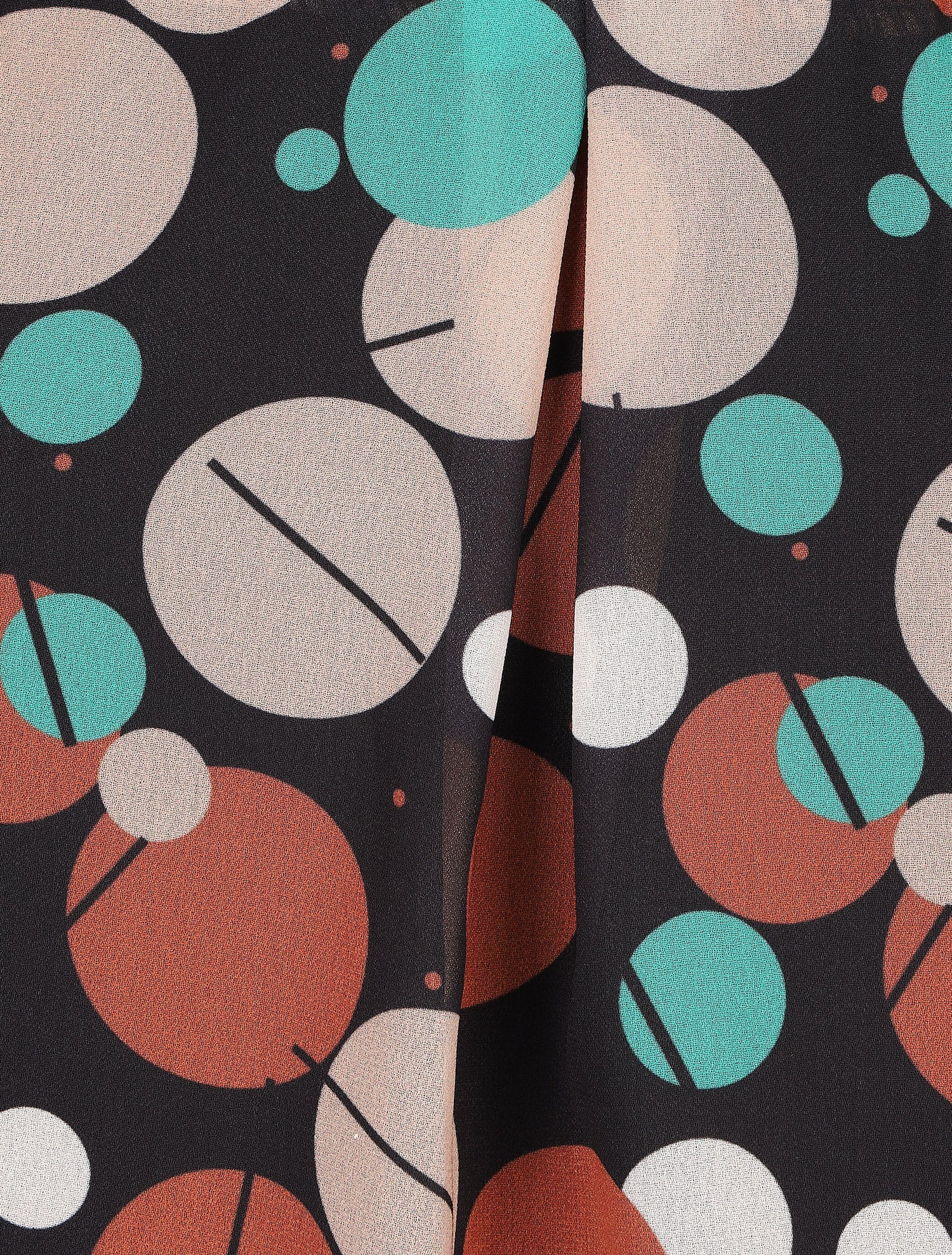 Blouse en voile imprimé rétro - Noir - 3