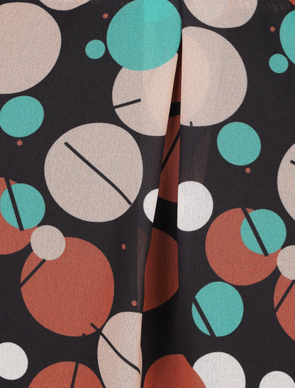 Blouse en voile imprimé rétro - Noir - 3