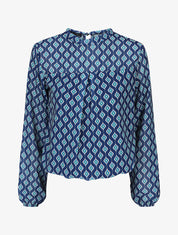 Blouse en voile imprimé vintage - Bleu - 5