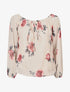 Blouse imprimé grandes fleurs à manches transparentes - Beige - 1