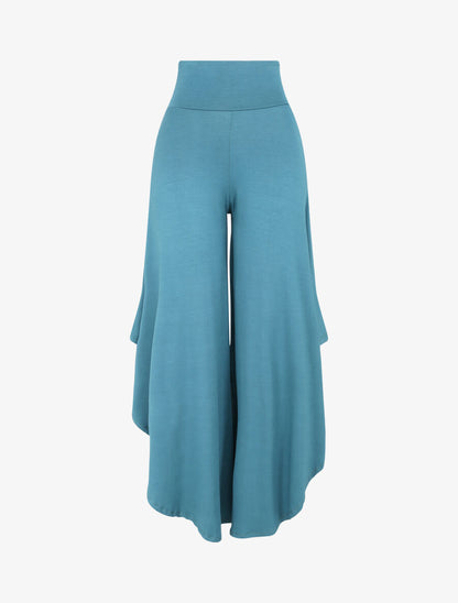 Pantalon ample à bords asymétriques - Bleu canard - 1