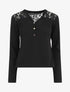 Blouse unie à dentelle - Noir - 1